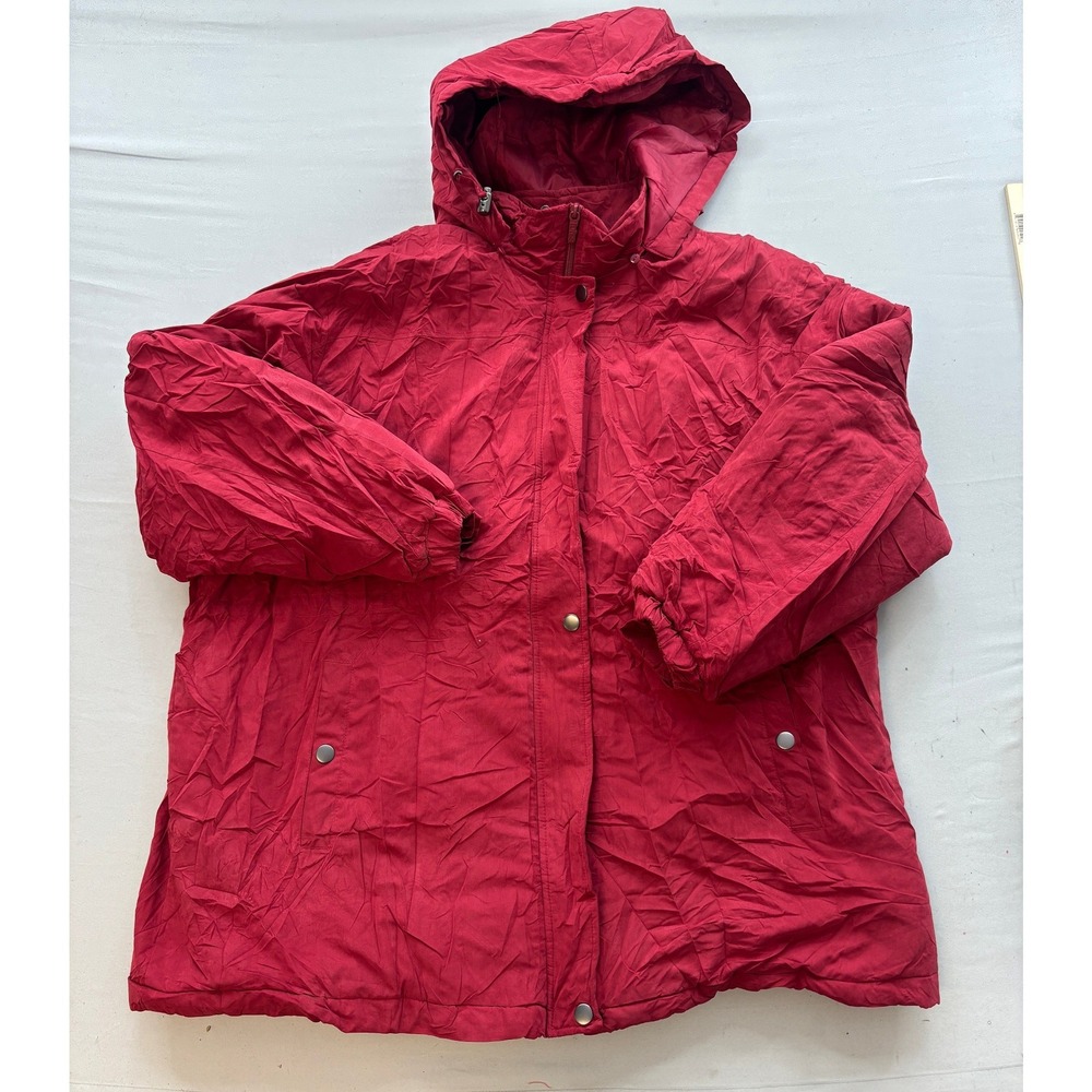 Totes Red Hooded Rain Jacket Full Zip Snap Front Plus Size 3XL